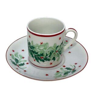 NEIMAN MARCUS Holly Espresso Cup and Saucer Demitasse